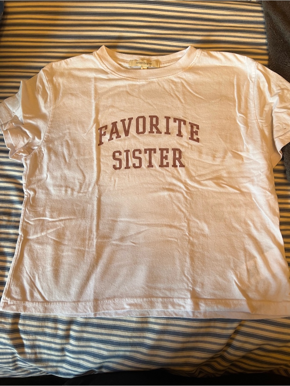 Favorite Daughter White Tee with Dusty Rose 'Favorite Sister' Graphic